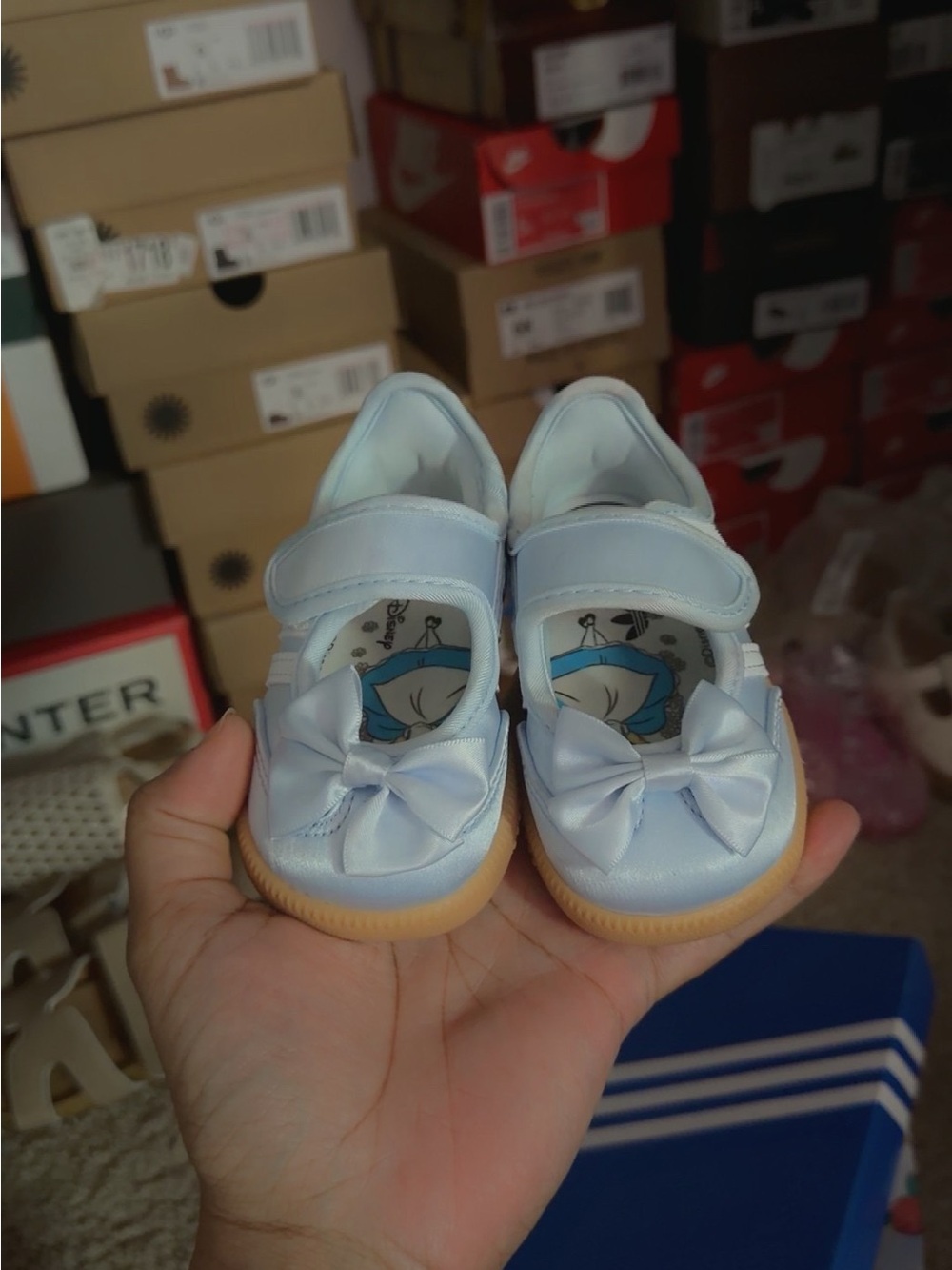 adidas Light Blue Bow Hook-and-Loop Baby Mary Jane Shoes